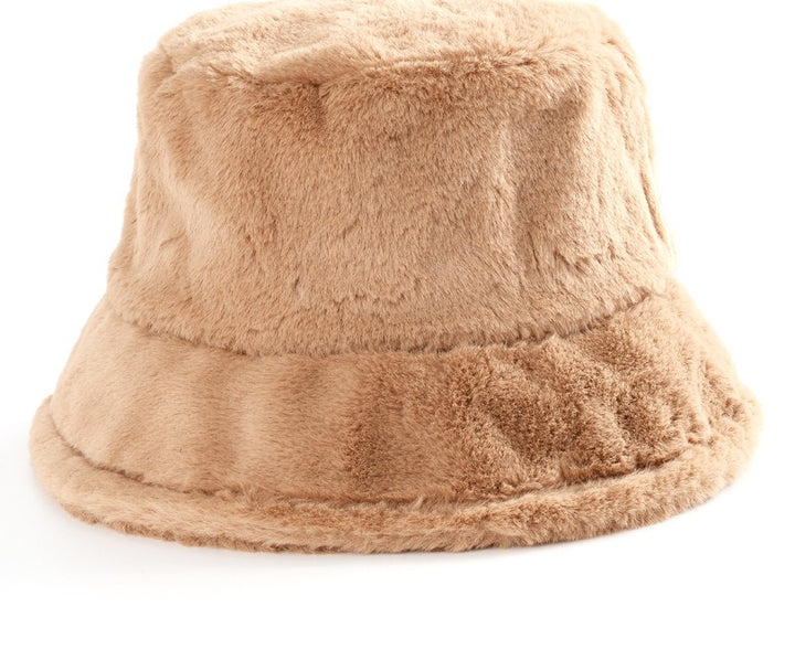 Fluffy cow print faux fur bucket hat