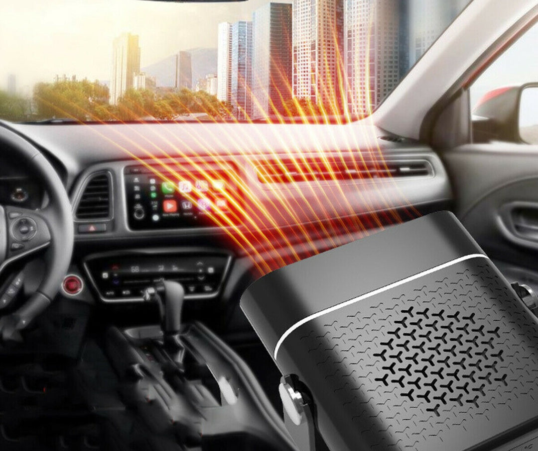 Compact car heater fan on dashboard