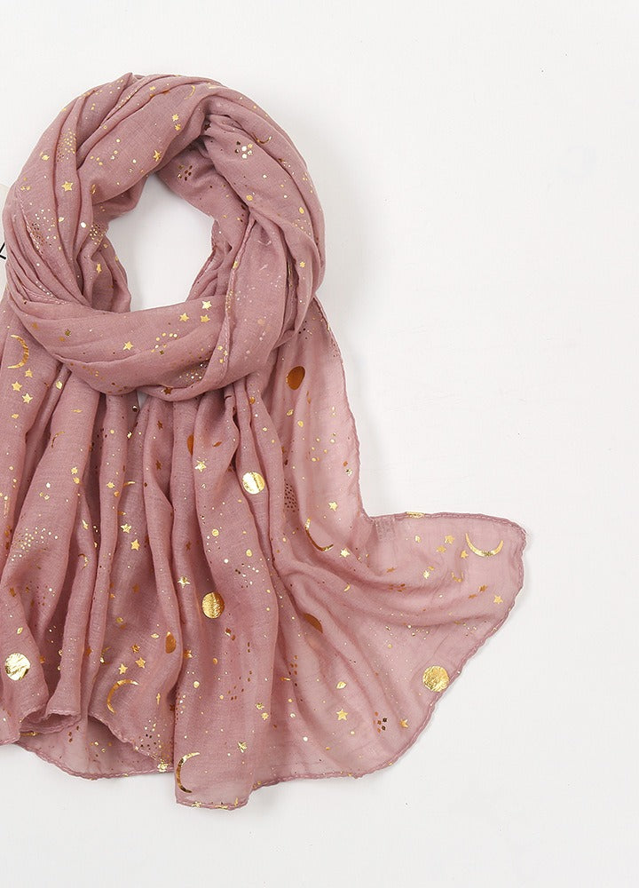 Navy scarf with gold stars and moons