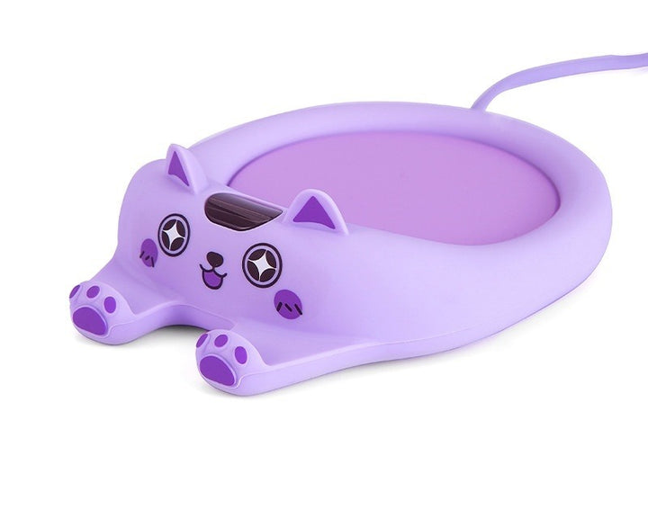 Pink cat-shaped cup warmer with mug