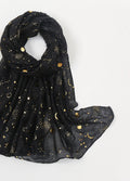 Navy scarf with gold stars and moons