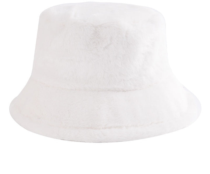 Fluffy cow print faux fur bucket hat