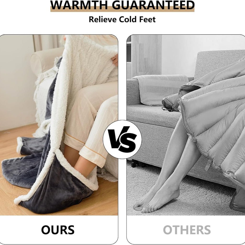 Wearable Electric Heated Blanket | Sherpa Hoodie Throw