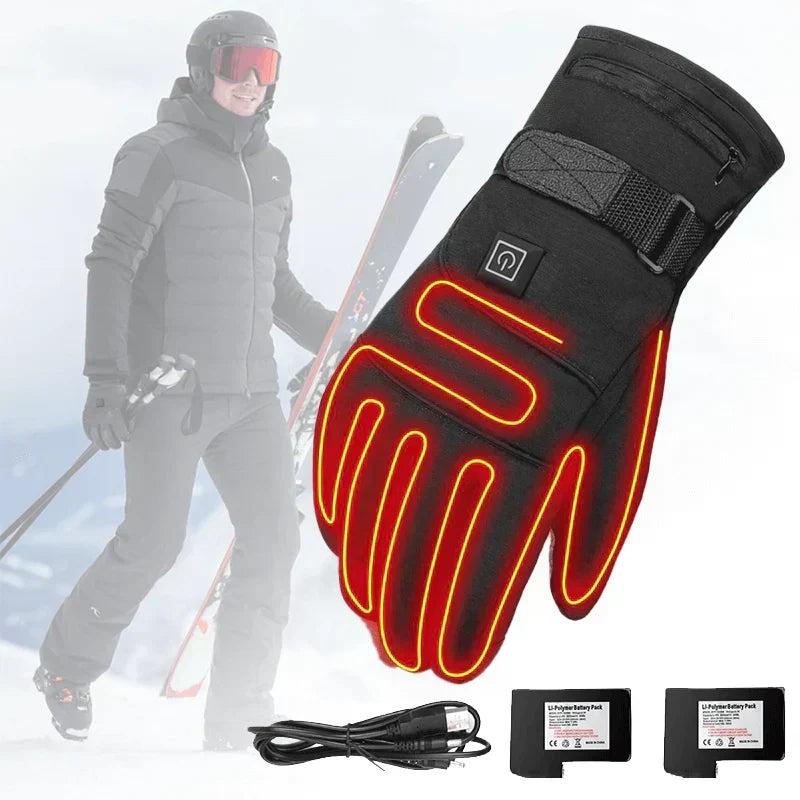 Waterproof Unisex Heated Gloves with 3 Levels and Touchscreen