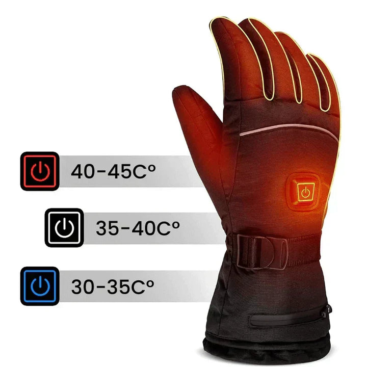 Waterproof Unisex Heated Gloves with 3 Levels and Touchscreen