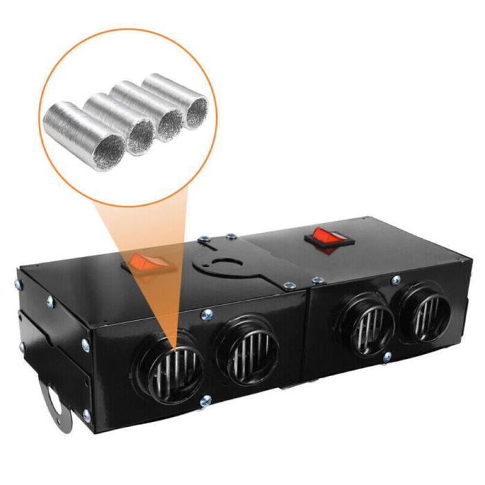 Electric Car Heater 500W | 12V Ceramic Heating Element with 4 Fans | Quick Defrosting &amp; Quiet Operation
