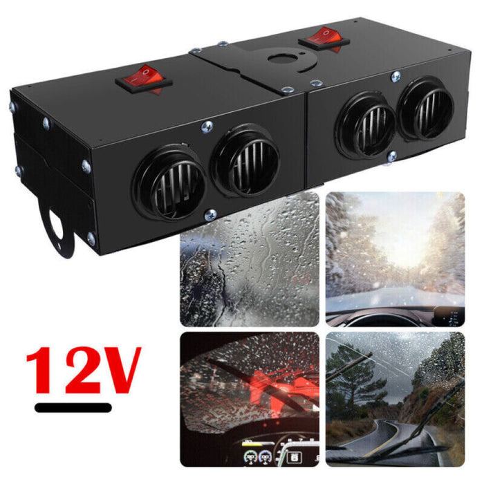 Electric Car Heater 500W | 12V Ceramic Heating Element with 4 Fans | Quick Defrosting &amp; Quiet Operation