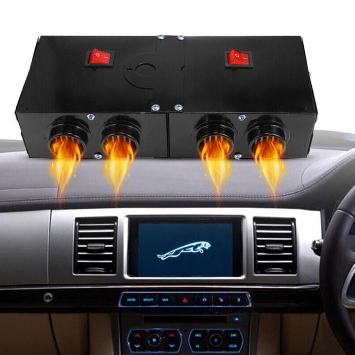 Electric Car Heater 500W | 12V Ceramic Heating Element with 4 Fans | Quick Defrosting &amp; Quiet Operation
