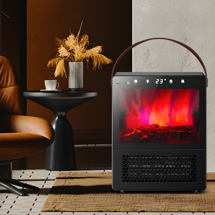 Electric Heater with Realistic Flame Effect – Compact and Portable
