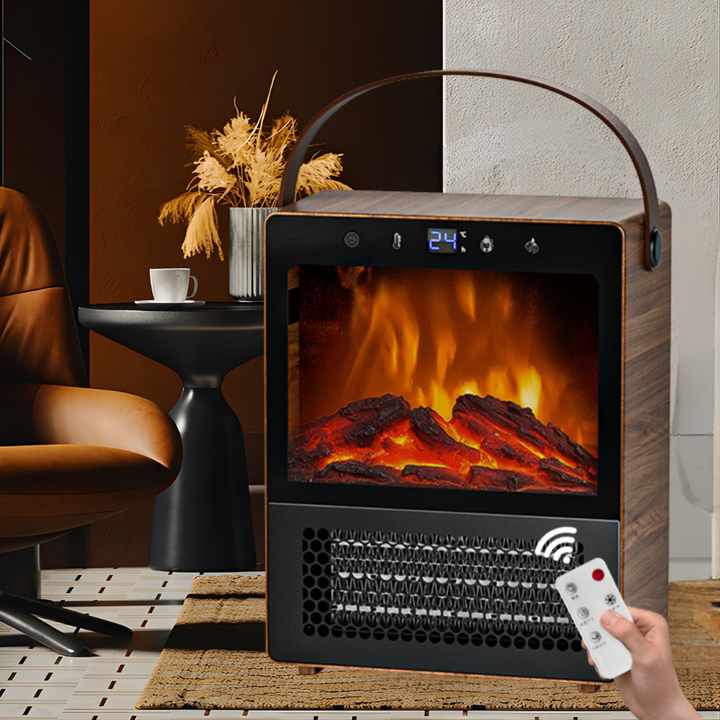 Electric Heater with Realistic Flame Effect – Compact and Portable