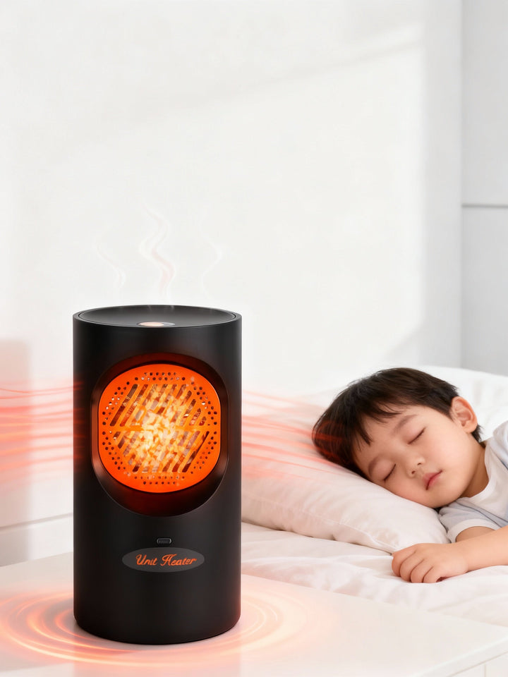 Portable 300W Electric Mini Heater | Spiral Heating Element, 7 Fan Blades | Quiet Operation