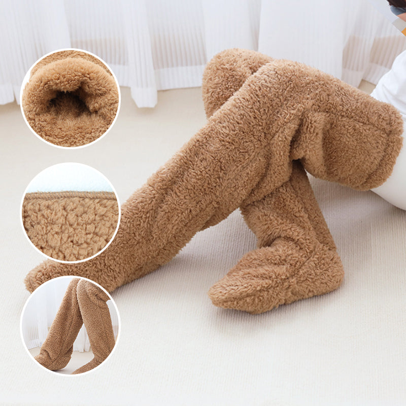 Fluffy Long Knee Warmer Socks with Open-Toe Design