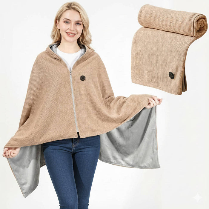Heat Hollow™ Heated Shawl Wrap with 8 Warming Zones