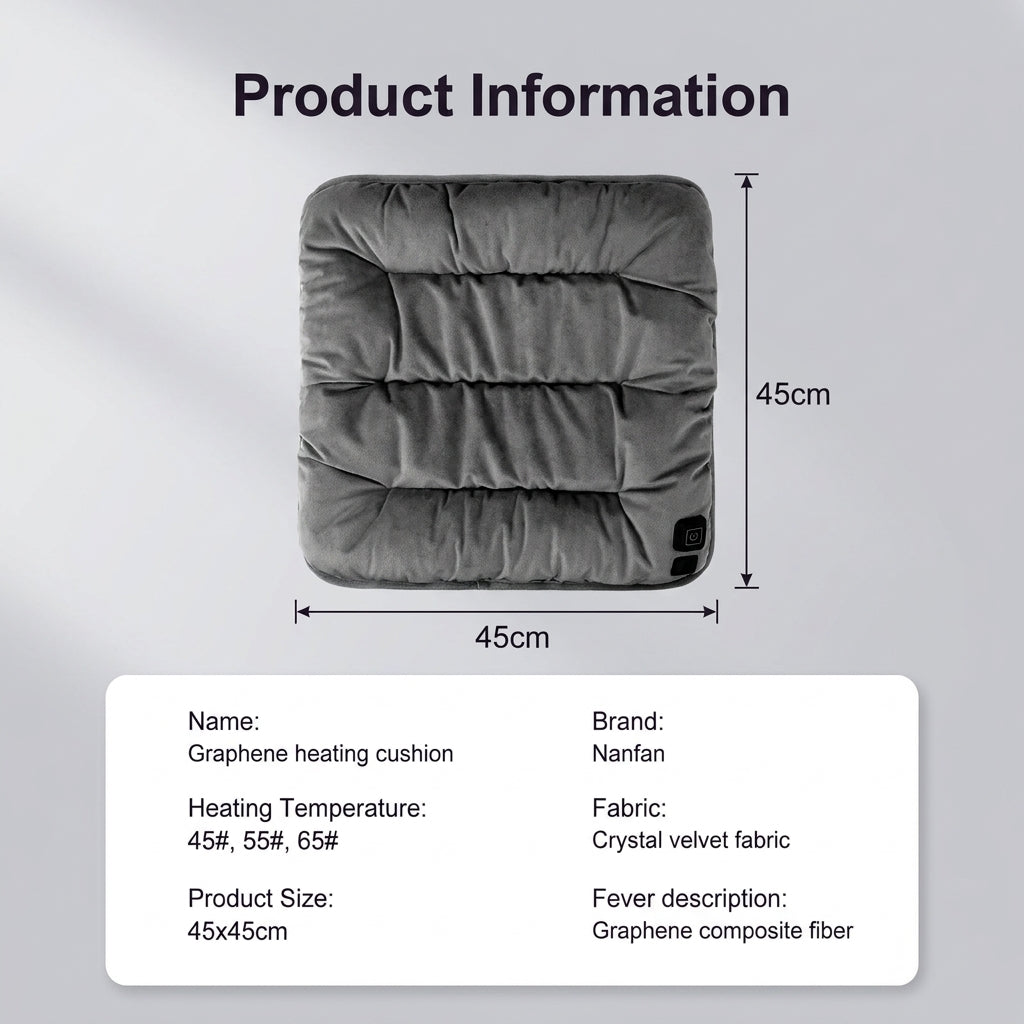 Heat Hollow™ Graphene Heated Seat Cushion with 3 Heat Levels