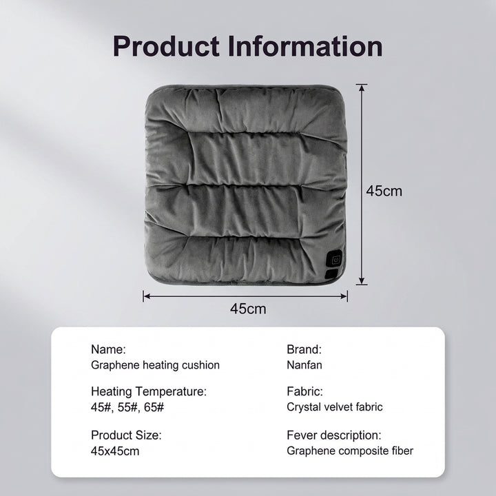 Heat Hollow™ Graphene Heated Seat Cushion with 3 Heat Levels