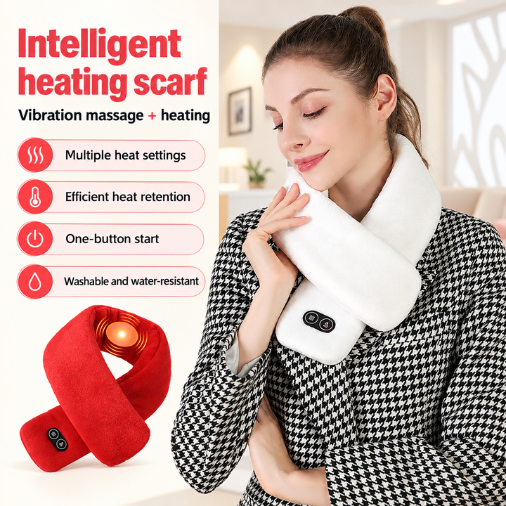 Heat Hollow™ Heated Velvet Scarf with Vibration Massage and 3000 mAh Battery