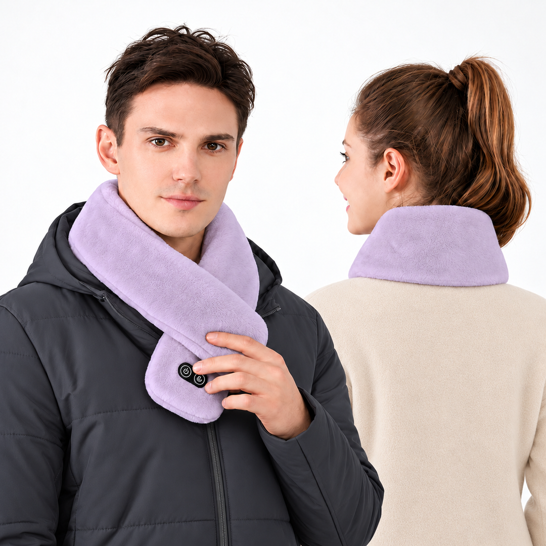 Heat Hollow™ Heated Velvet Scarf with Vibration Massage and 3000 mAh Battery