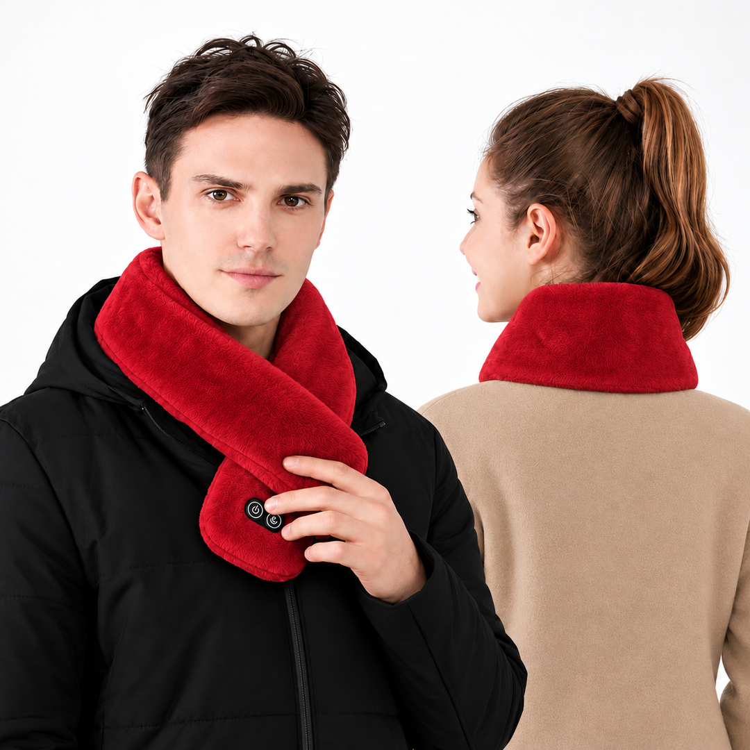 Heat Hollow™ Heated Velvet Scarf with Vibration Massage and 3000 mAh Battery