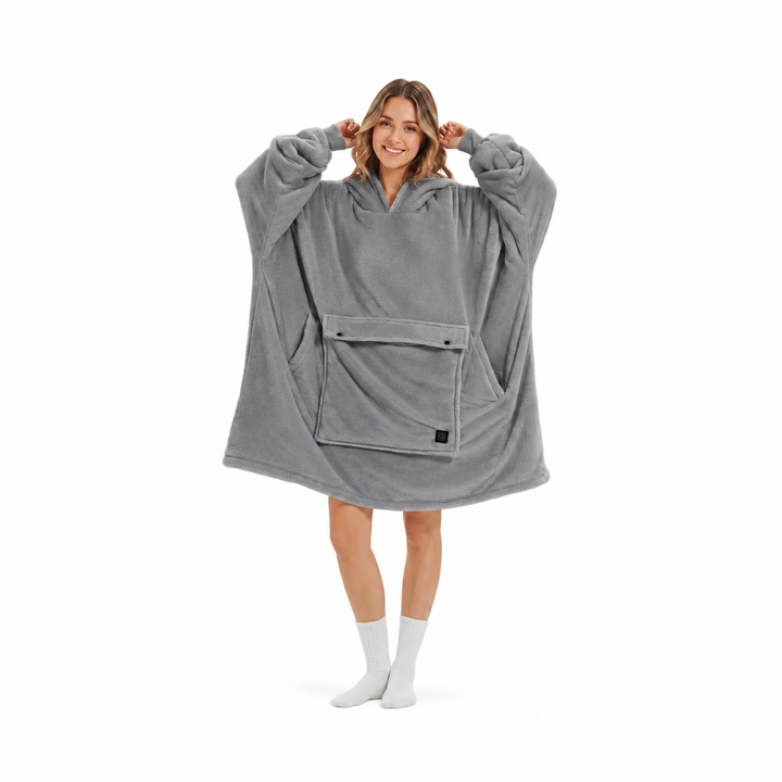 Heat Hollow™ USB Heated Blanket Hoodie with 3-Zone Thick Flannel Warmth