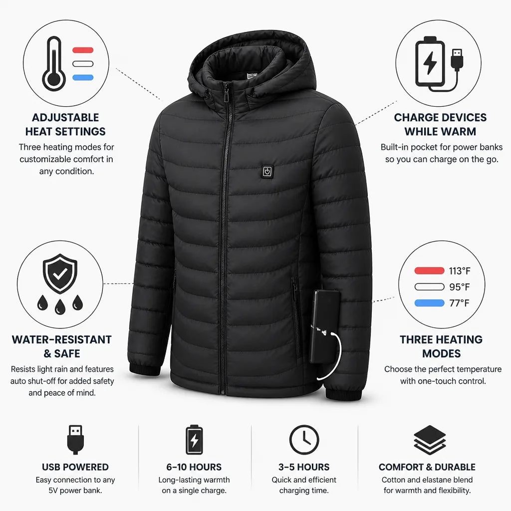 Heat Hollow™ USB Heated Jacket with Power Bank Pocket