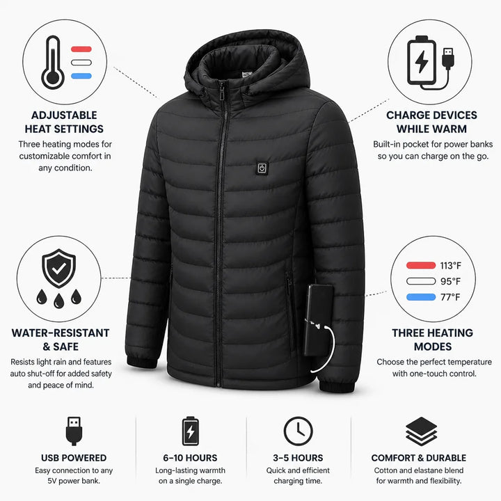 Heat Hollow™ USB Heated Jacket with Power Bank Pocket