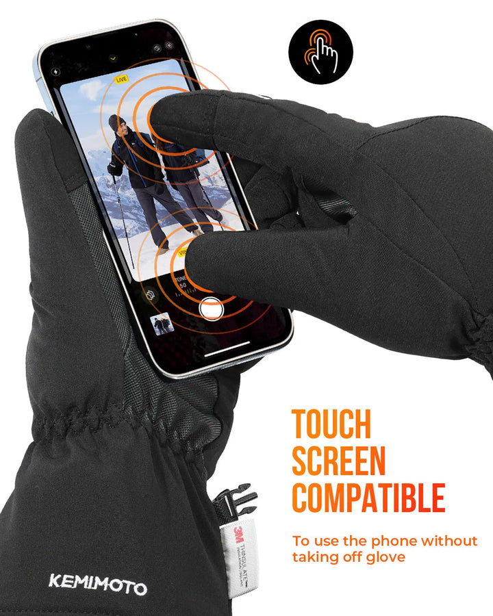 Waterproof Heated Ski Gloves with 2500mAh Rechargeable Battery