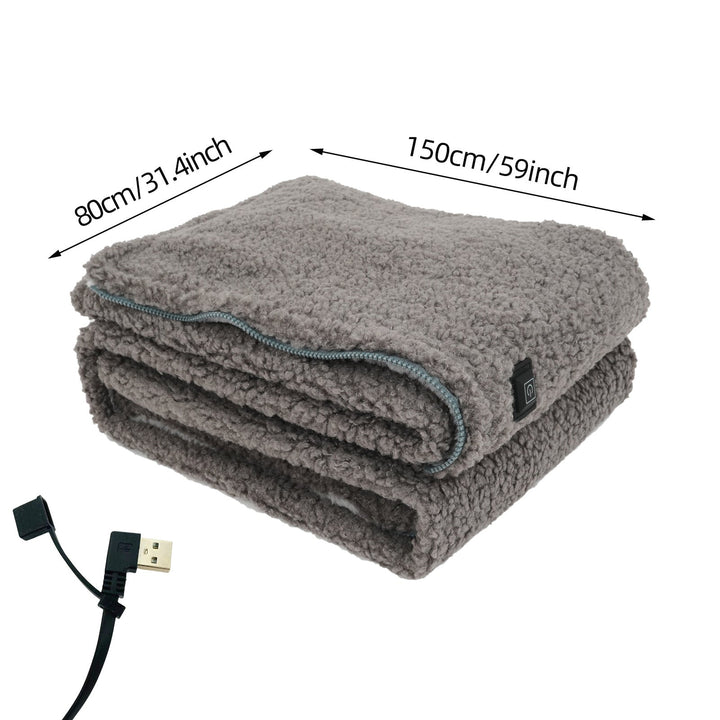 Heated Throw Blanket - USB Powered, 3-Speed Warmth, Sherpa Fleece