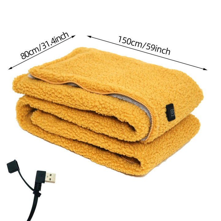 Heated Throw Blanket - USB Powered, 3-Speed Warmth, Sherpa Fleece
