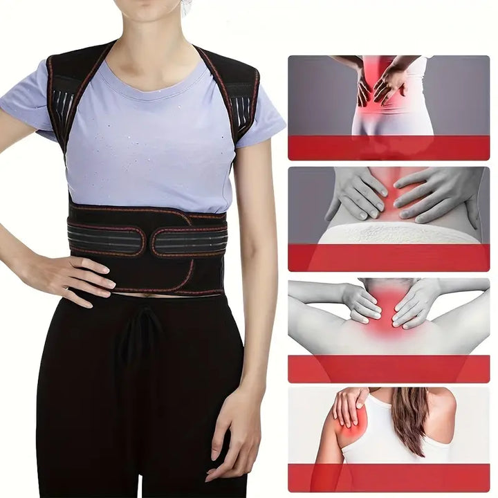 Back Support Band for Women | 108 Magnets with Infrared Heat | 5 ABS Support Plates, Breathable and Adjustable in 3 Sizes