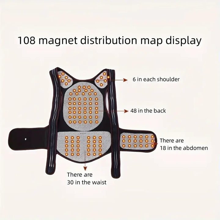 Back Support Band for Women | 108 Magnets with Infrared Heat | 5 ABS Support Plates, Breathable and Adjustable in 3 Sizes