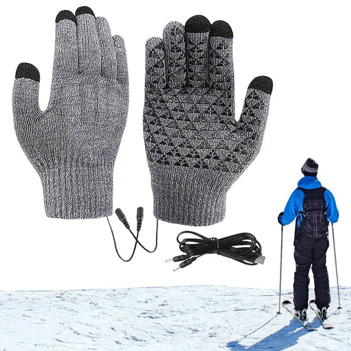 Heat Hollow™ USB Heated Knit Gloves with Touchscreen and Non-Slip Grip