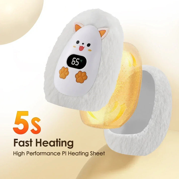 Heat Hollow™ Rechargeable Fox Hand Warmer with Digital Display