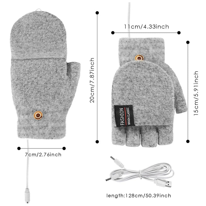 Knitted USB Heated Gloves With 3 Temperature Settings