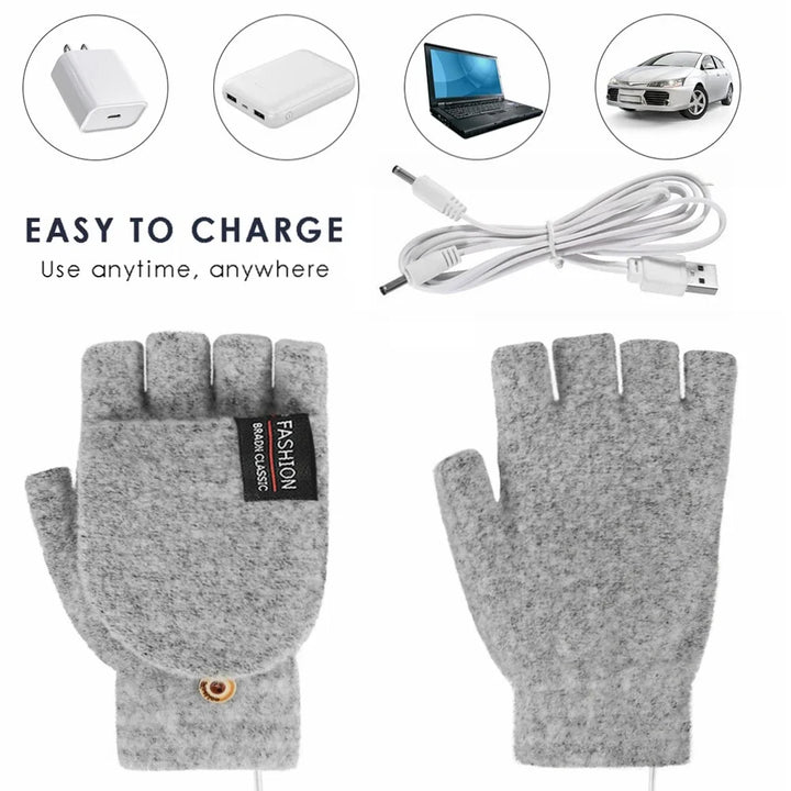 Knitted USB Heated Gloves With 3 Temperature Settings