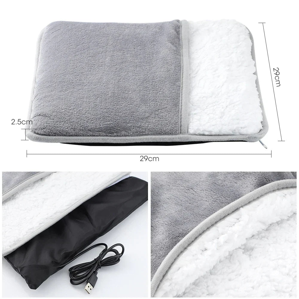 USB Heated Foot Mat in Soft Flannel with Steady 40°C Warmth – Heat Hollow