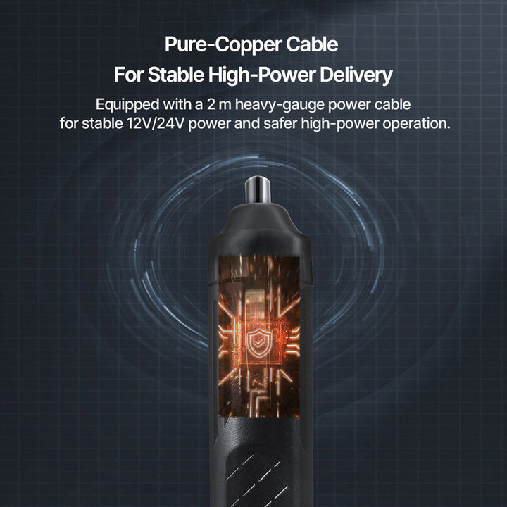 Car Windscreen De-icer Heater | 80°C Heating Power, 360° Swivel, Quiet 20 dB | 12V/24V, Double Safety