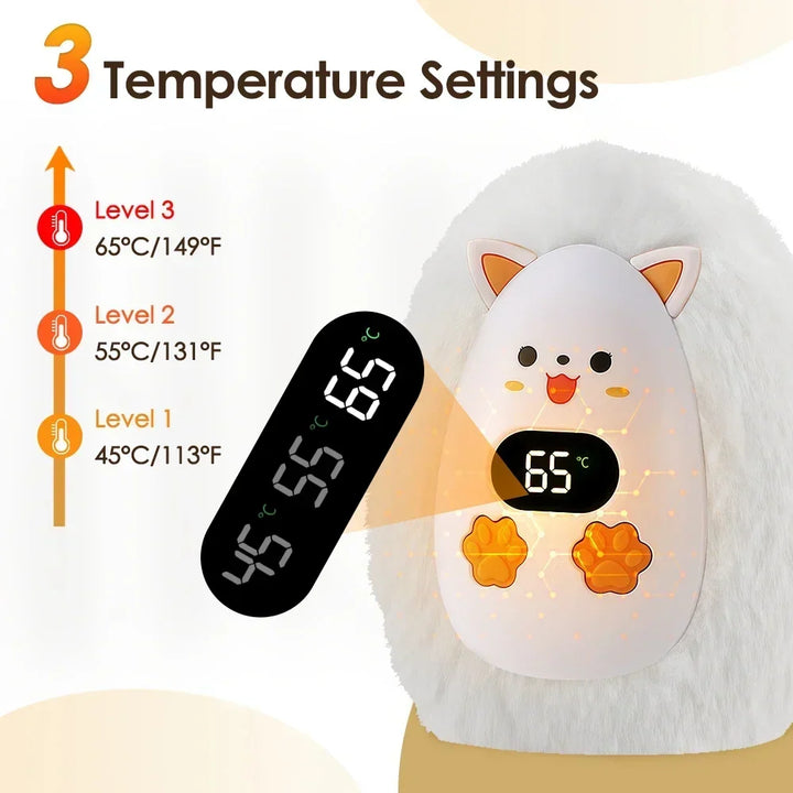 Heat Hollow™ Rechargeable Fox Hand Warmer with Digital Display