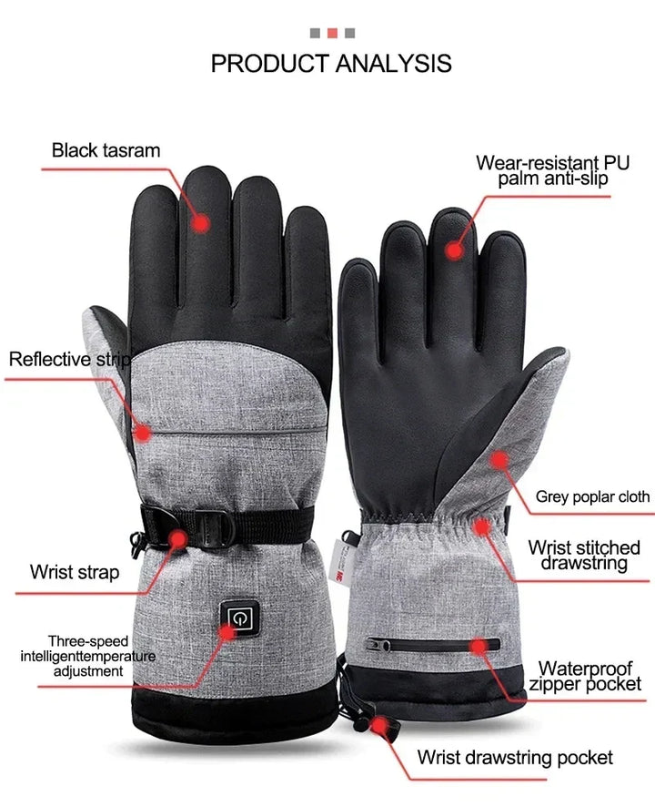 Heated Gloves ThermoRide | Waterproof &amp; Windproof | Electric Winter Gloves for Motorcycle, Bicycle &amp; Outdoor | Long-lasting Warmth