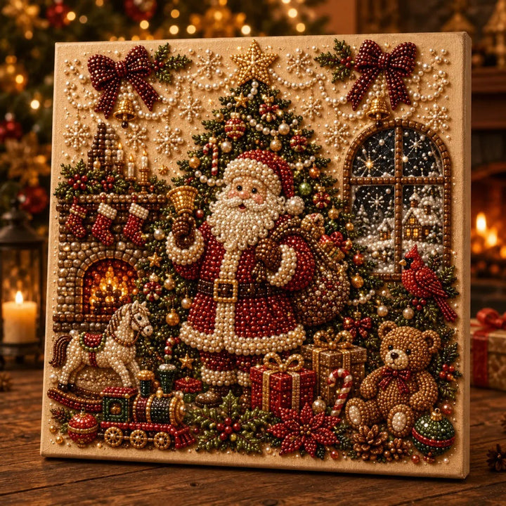 Christmas pearl diamond painting with gnome design