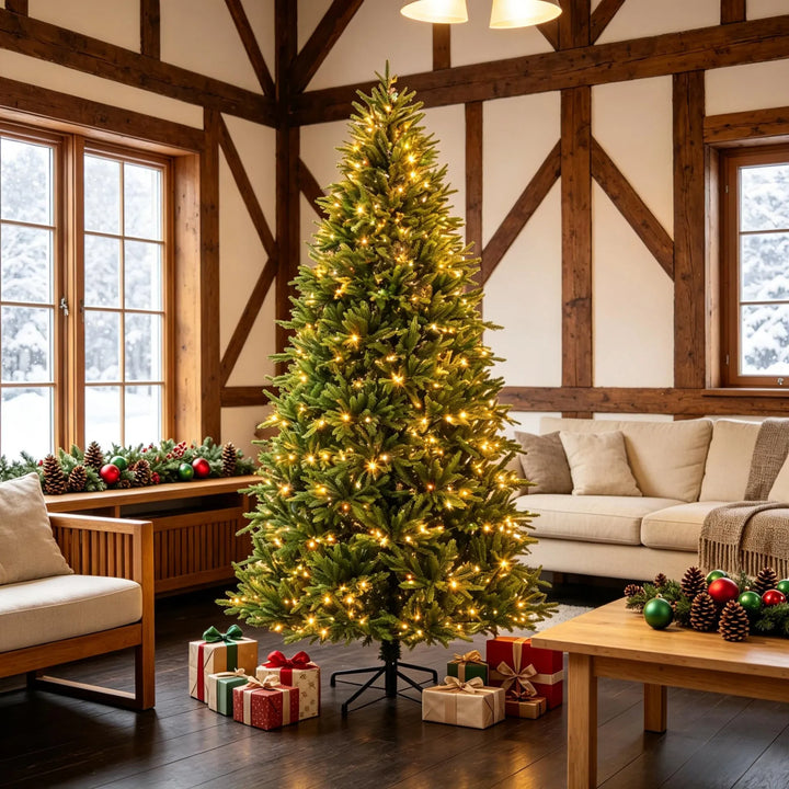 Tall pre-lit tree with remote control
