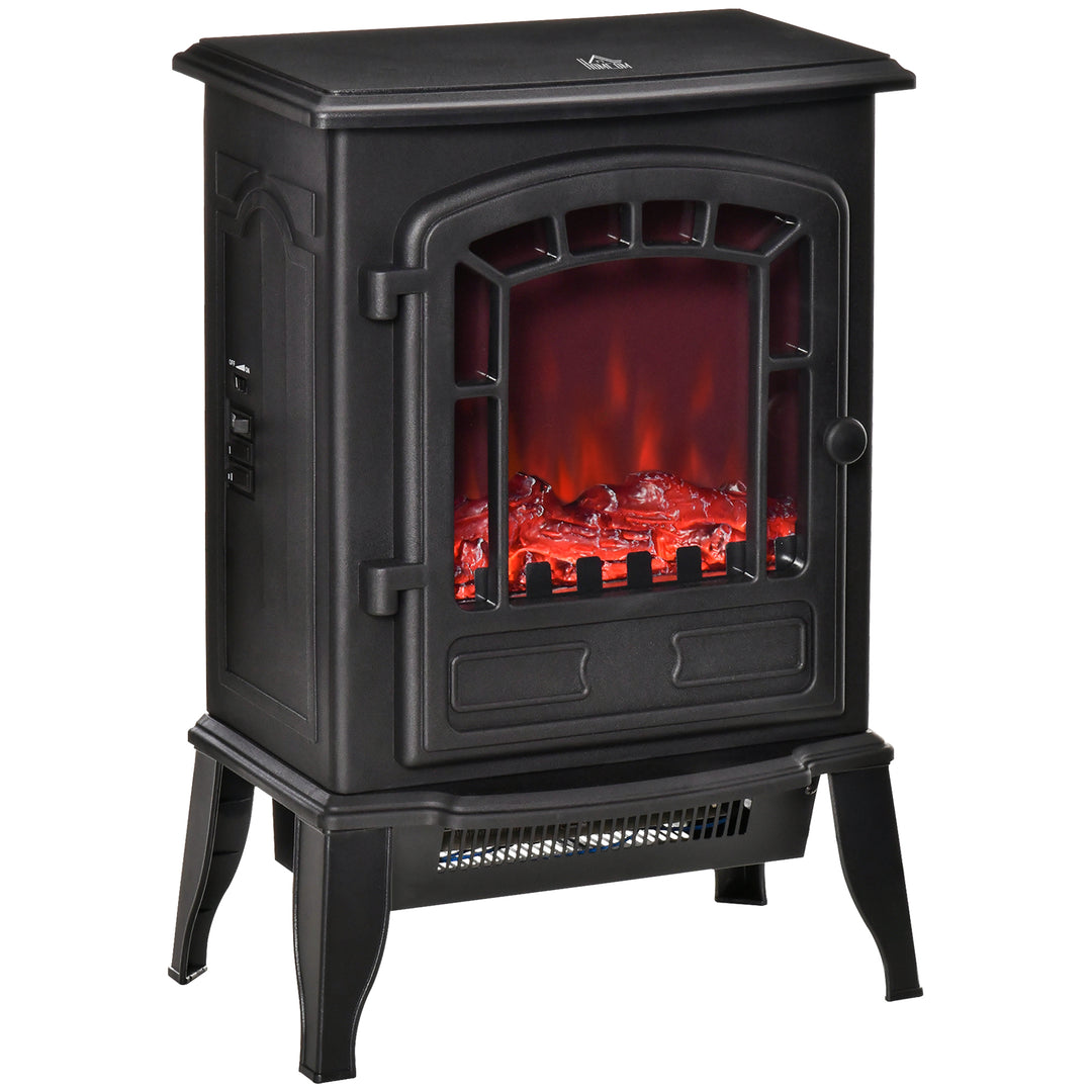black electric stove fire with clear glass front