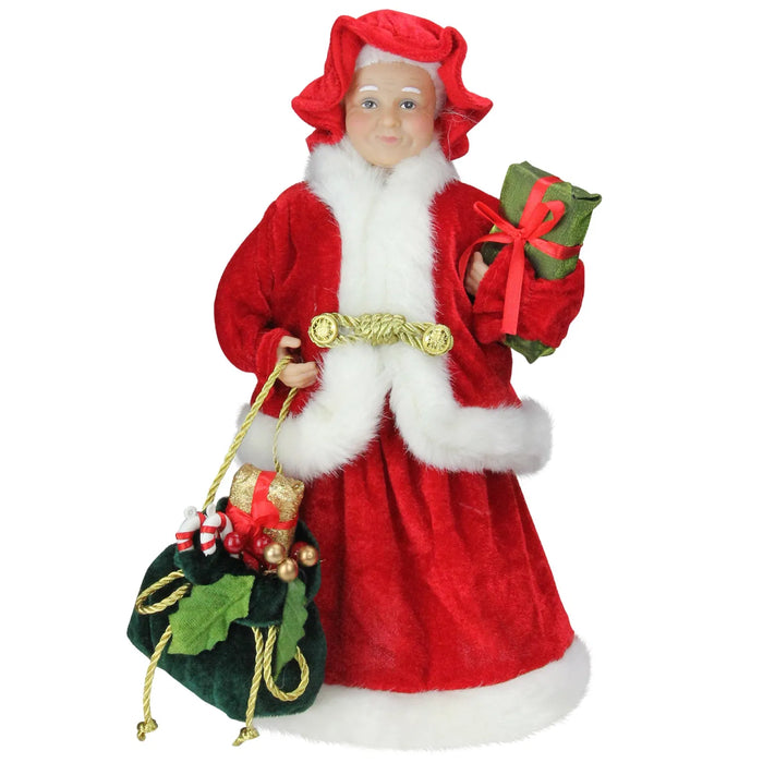 Heat Hollow Mrs Claus Christmas Figure with Gifts, 30 cm