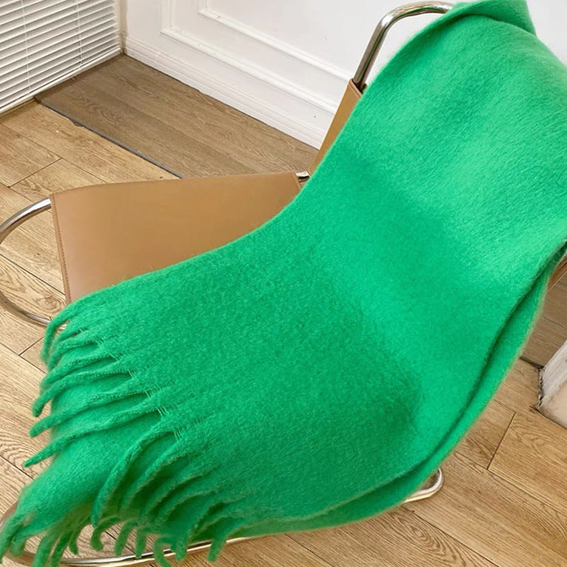 Royal blue fluffy scarf with tassels