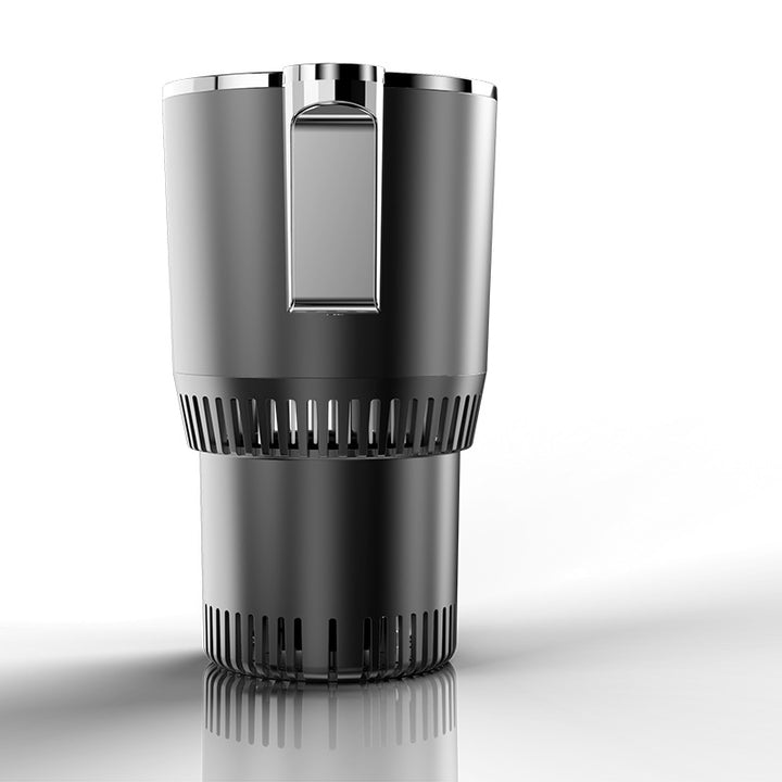 Black heated car cup holder with display