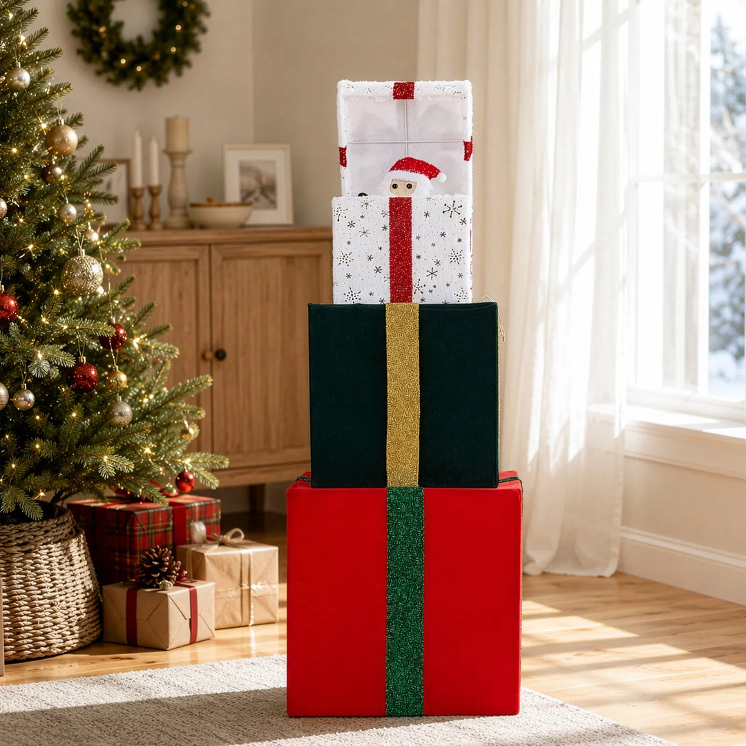 Animated three-tier gift box decoration