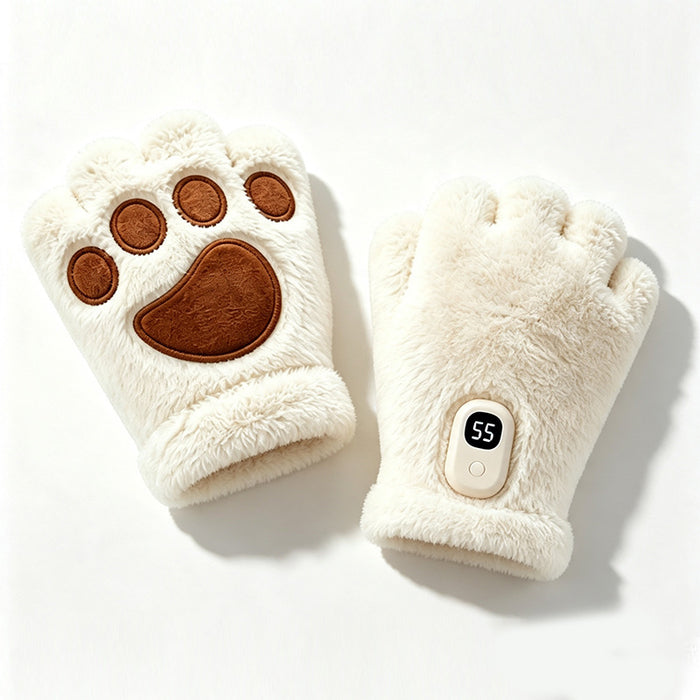 Heat Hollow Heated fingerless cat-paw gloves, rechargeable