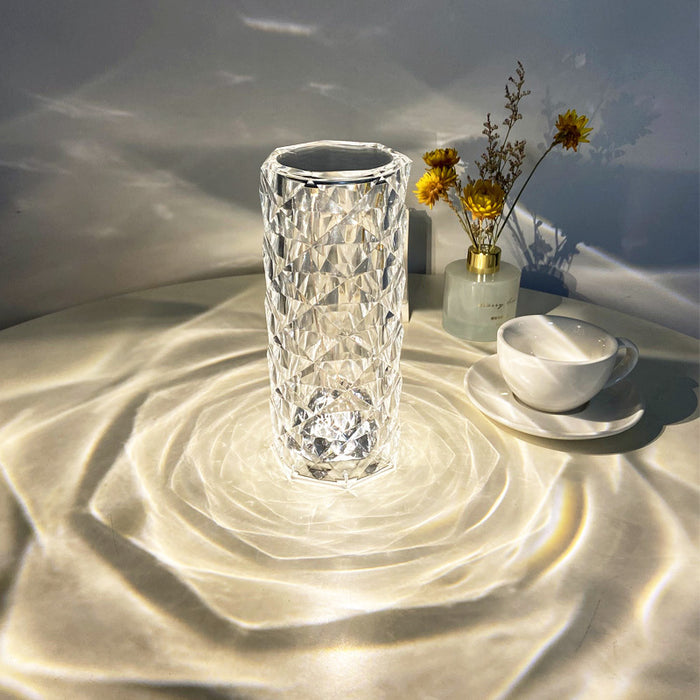 Heat Hollow Crystal rose touch lamp with rose light pattern
