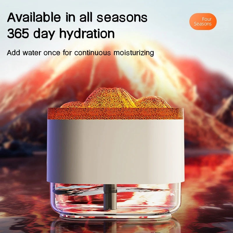 USB Volcano Air Humidifier 300ml, Ultrasonic Mist Maker With LED