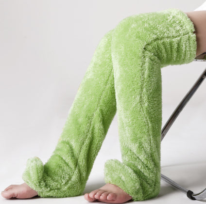 Fuzzy over the knee plush socks in lilac