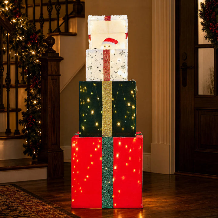 Animated three-tier gift box decoration